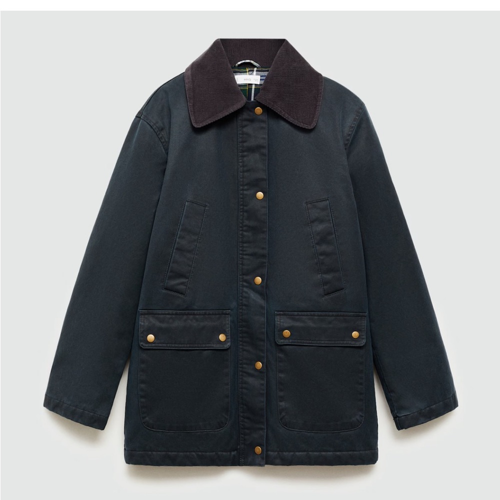 Mango girls long waxed effect parka/barn coat